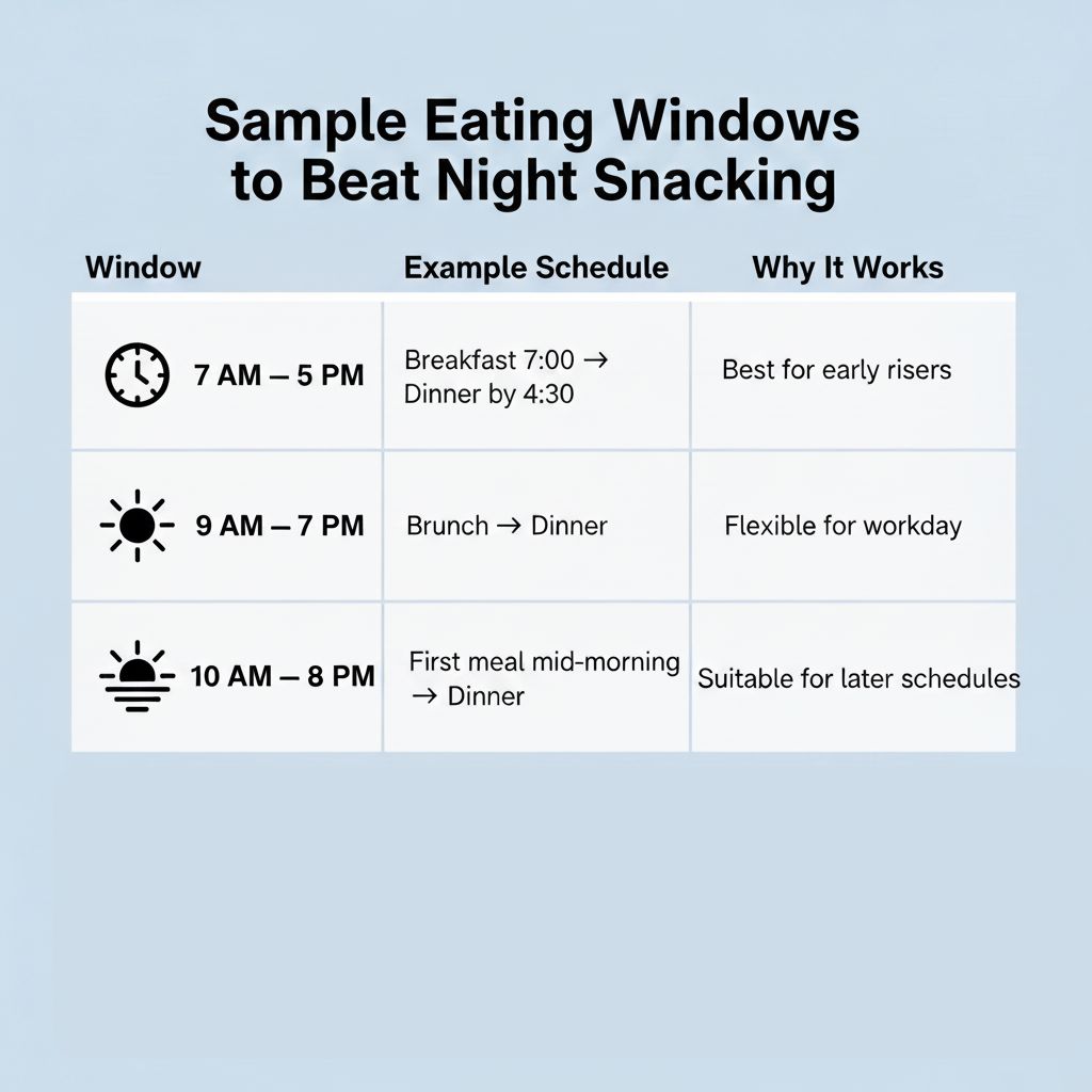 Sample Eating Windows to Beat Night Snacking
