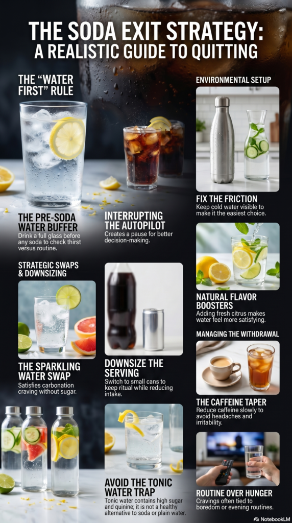 How to quit soda gradually with sparkling water swaps, caffeine reduction, and habit changes